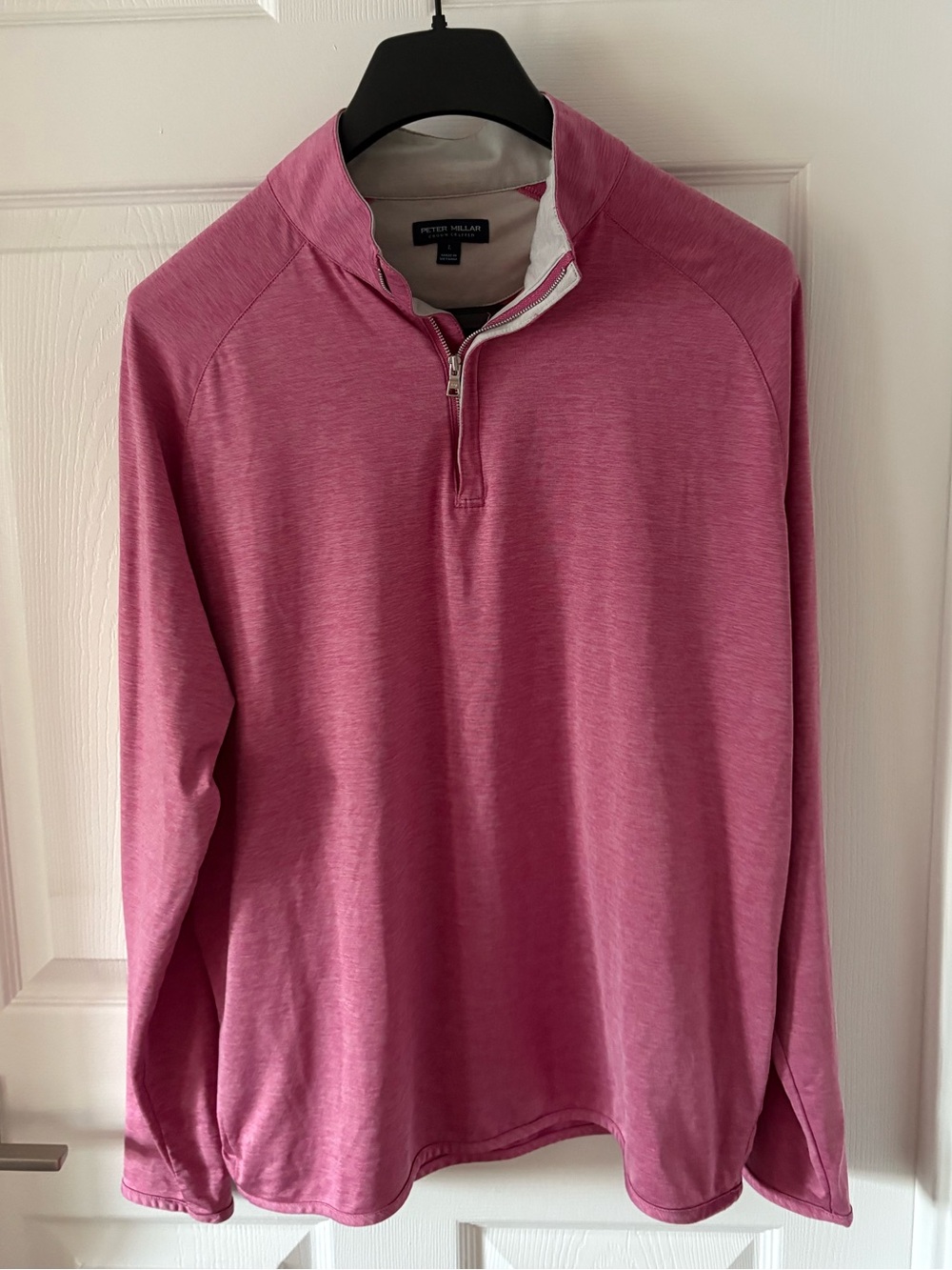 Peter Millar Heathered Pink Performance Golf Quarter Zip Pullover Size L